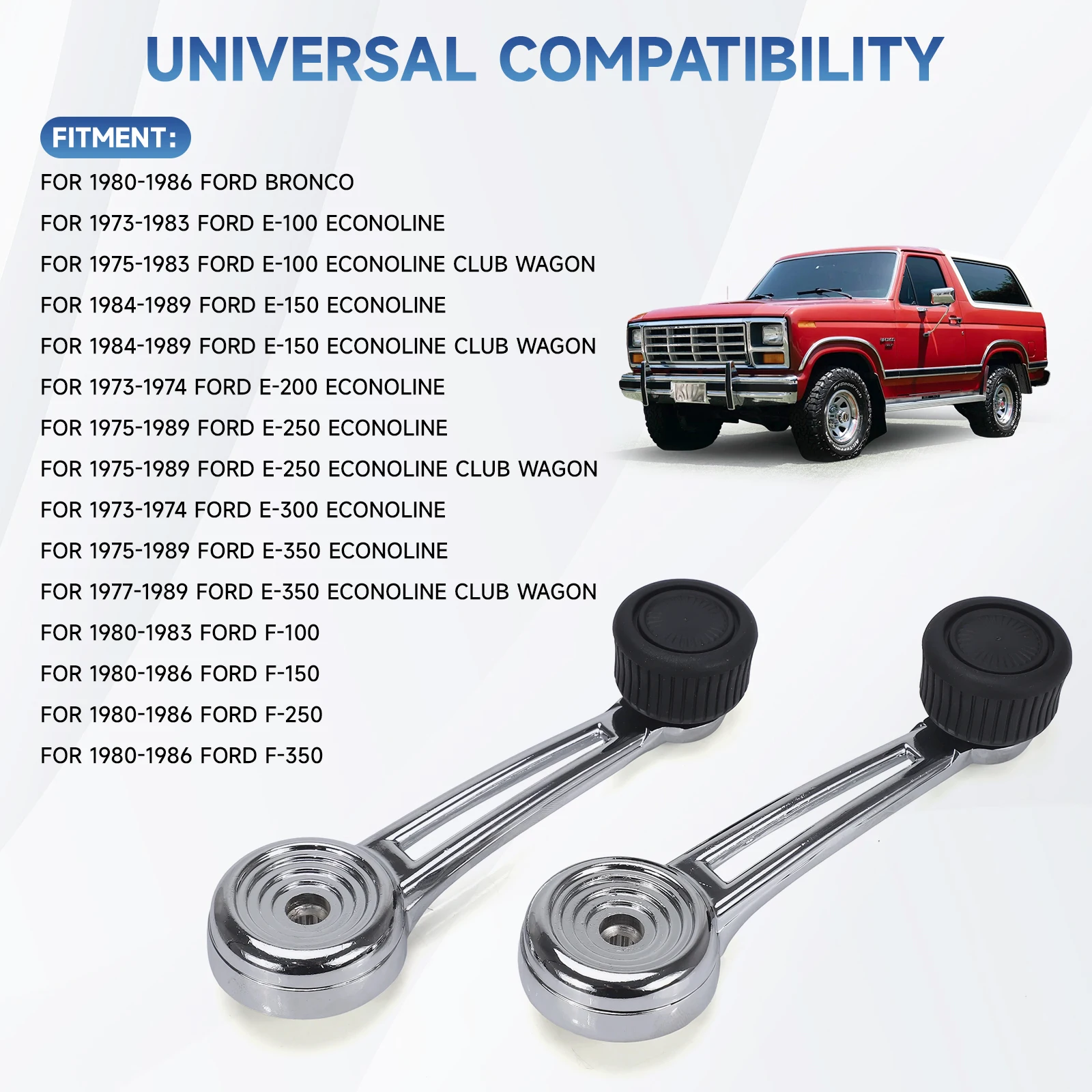 D4TZ-1023342-A 2 Pcs Door Handles Inside Window Crank Handles Front Rear Left Right Side For Ford Bronco F-100 F-150 F-250 F-350 3