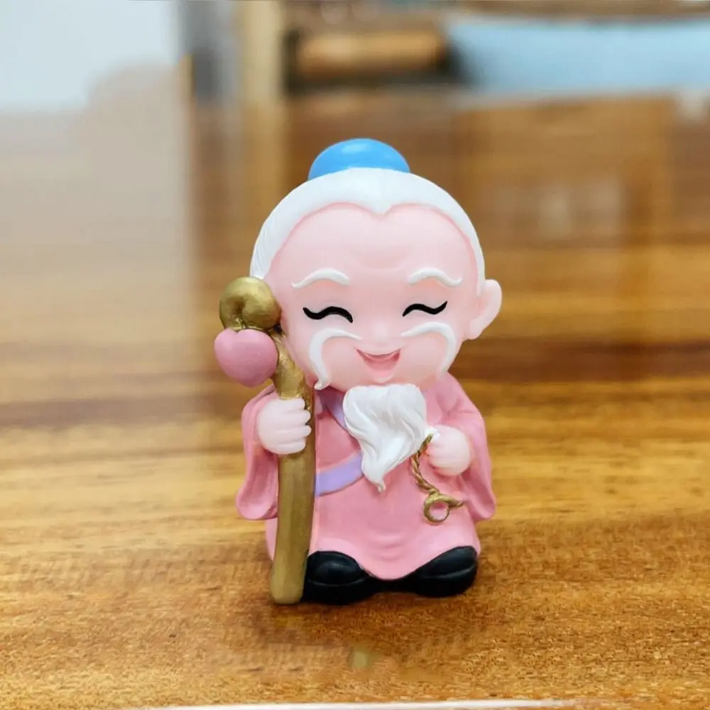 Cute Miniature God of Wealth Fengshui Good Luck Fairy Sculpture Ornament Prop Creative Resin Figurines Statue