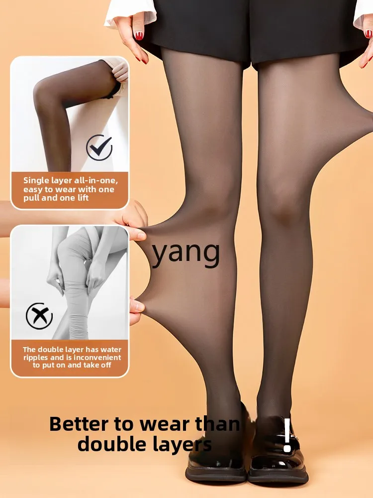 Yjq black skin-permeable spring velvet spring and autumn leggings wear black silk water socks inside and outside