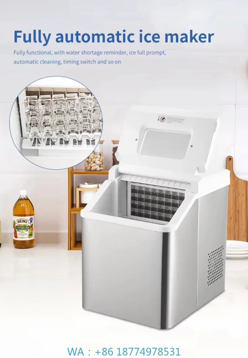 Mini Countertop Ice Forming Station, Stainless Steel Construction with 32 Square Layout, Ideal for Business Catering Scenarios