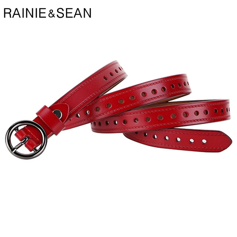

Fashion Red Genuine Leather Women Belt High Quality Real Leather Cowskin Belt Women for Jeans New Brand White Waist Belts Brown
