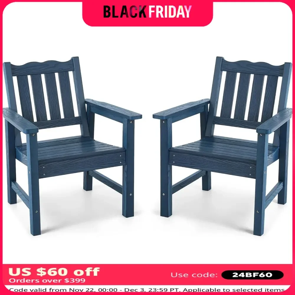 Outdoor Chairs Set of 2, All-Weather, Heavy Duty with 400 Lbs Weight Capacity, Low Maintenance Cost, Easy Assembly Chairs