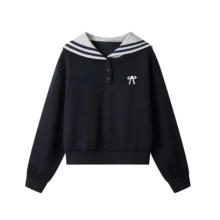 Bild 3: Kawaii Mädchen Sweatshirt Frühling und Herbst Kind Mode Pullover College Stil Kinder Lose Freizeit Navy Leader Tops Student