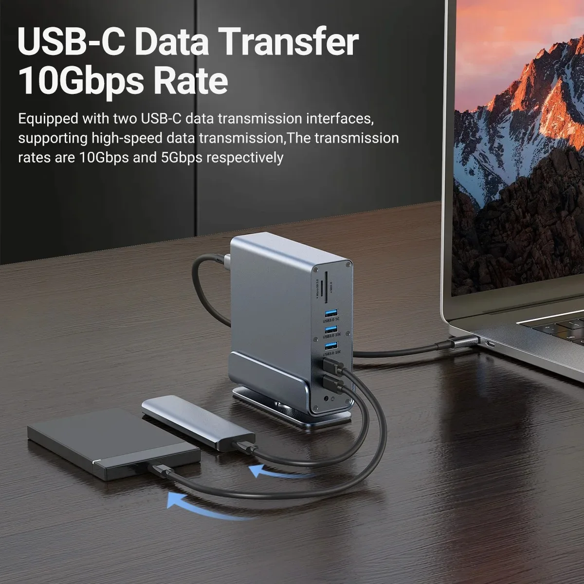 15 in 1 USB C Docking Station 4K HD Vertical Hub with Triple Monitor RJ45 1000M,USB 3.0/2.0,PD 3.0,SD/TF,Audio 3.5 for Laptop PC