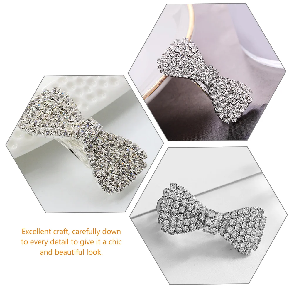 

4pcs Rhinestone Hair Clips Alloy Big Bows Large Hair Bow Clips for Girls Wedding Prom Banquet Accessories Lightweight Elegant