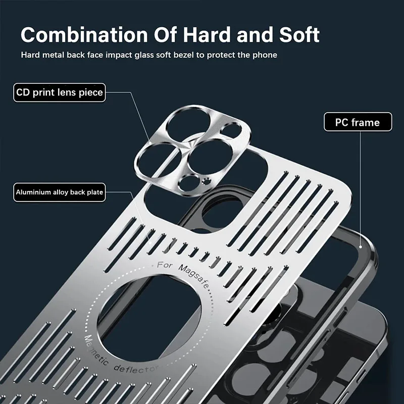 Better Heat Dissipation Aluminum Metal Phone Case For iPhone 17 16 15 Pro Max 14 13 12 Back Cover