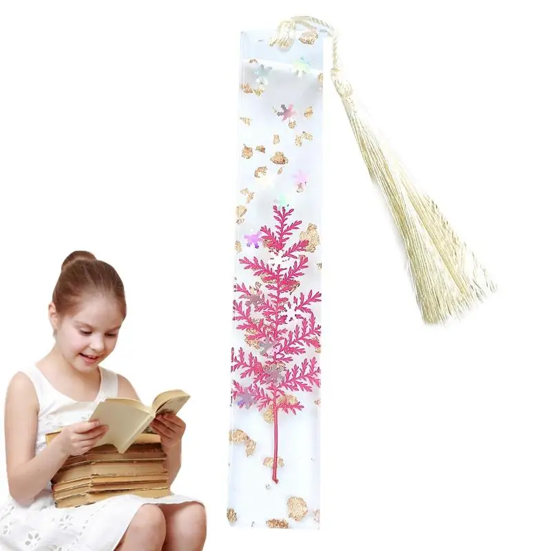 

Dried Flower Bookmark Transparent Resin Plant Page Markers Resin Book Marker With Tassels Clear Pressed Flower For Book Lovers