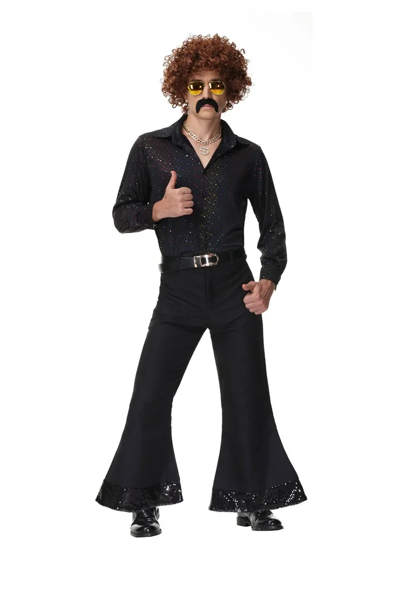 Adult Peace Love 60s 70s Music Festival Hippie Bell Pants Couple Suit Cosplay Halloween Carnival Retro Hippy Disco Fancy Party view 4