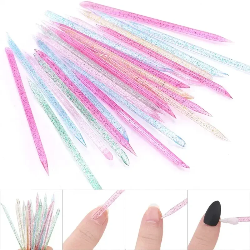 

50/100Pcs Reusable Crystal Stick Double End Nail Art Cuticle Pusher Cuticle Remover Tool Pedicure Care Nails Manicures Tools