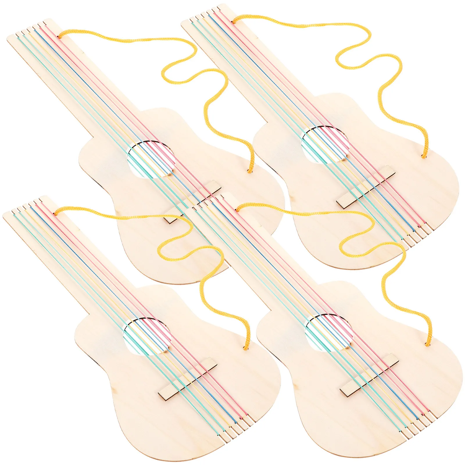 

4 набора деревянных заготовок для детских гитар DIY, гладкая поверхность, легко рисовать, создавать музыкальный инструмент