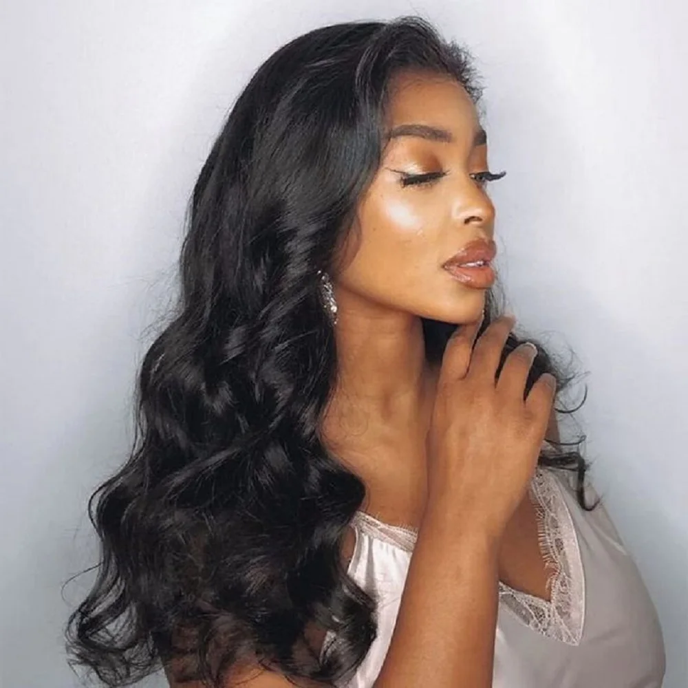 바디 웨이브 레이스 프론트 가발 인모 200 밀도 13x4 레이스 프론트 가발 인모 프리 플러킹 투명 레이스 프론탈 가발