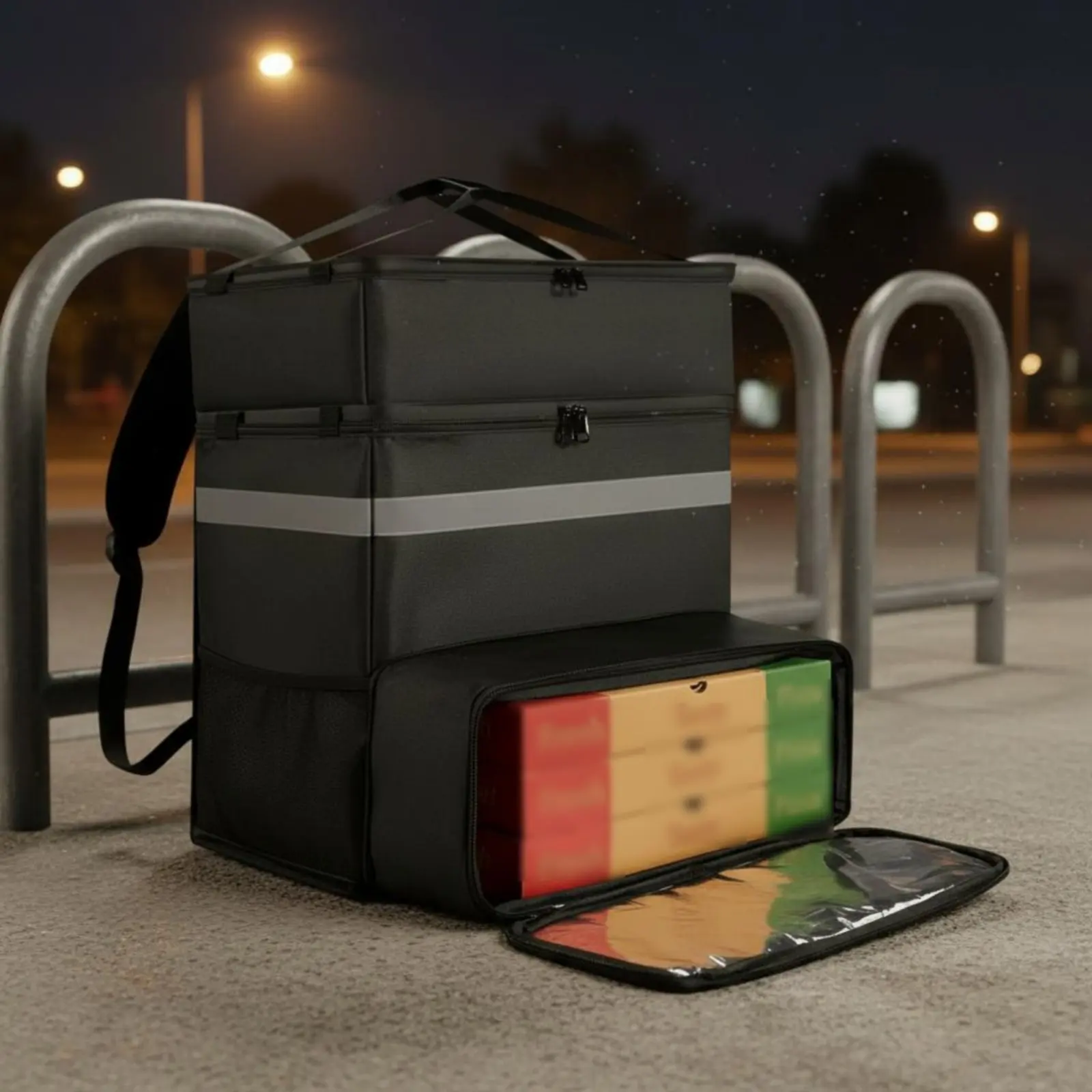 

Insulated Pizza Delivery Bag Portable Expandable Food Delivery Backpack for Caterers, Grocery Shopping, Picnics