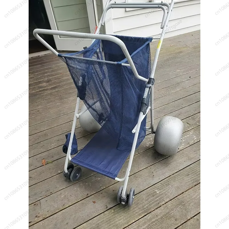 

Steel beach trolley with 2 wheels, foldable and durable platform design, suitable for beach transportation