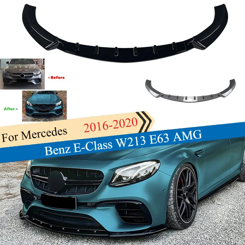 

Car Front Bumper Lip for Mercedes-Benz E-Class W213 E63 AMG 2016-2020 Spoiler Splitter Diffuser Body Kits Tuning Protector Cover