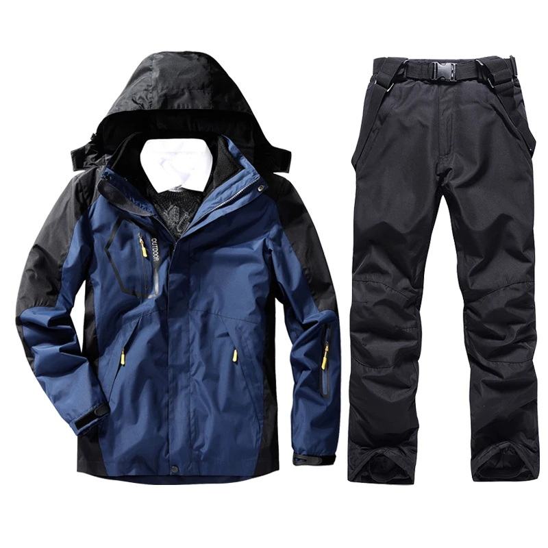 Traje de esquí cálido para hombre, chaquetas de esquí impermeables a prueba de viento, conjunto de chaqueta y pantalones de Snowboard, disfraces de