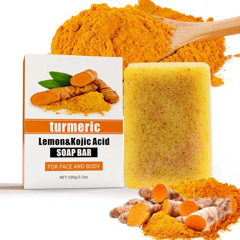 100g Turmeric Soap Bar Acid And Turmeric Soap Body Cleaning Lightening Dark Underarm Leg Body Cleansers Brightening Face Soap