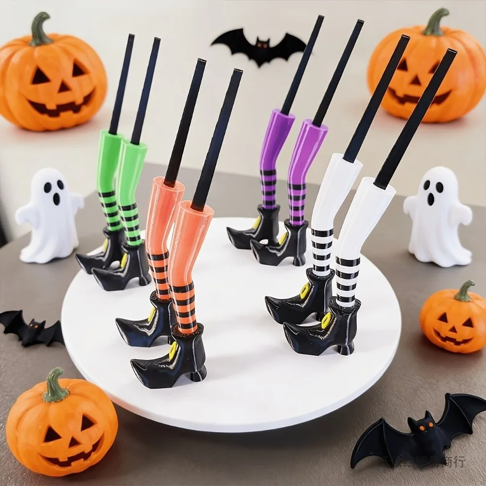 3D Printed Witch Boot Garden Decor Stake Lightweight Durable Plastic Halloween Flower Pot Ornament Striped Design Outdoor Use