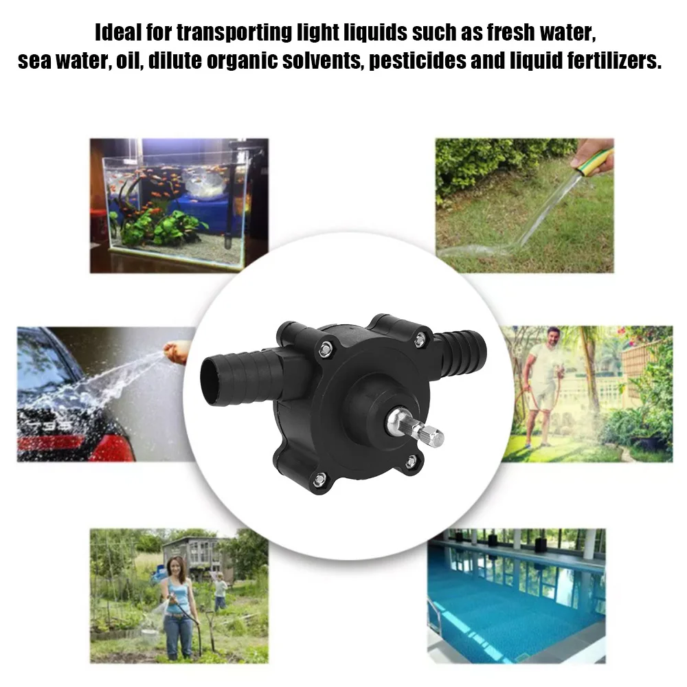 Diesel Oil Fluid Water Pump Portable Mini Hand Self-priming Liquid Transfer Pumps Electric Drill Pump Home Garden Outdoor Tool