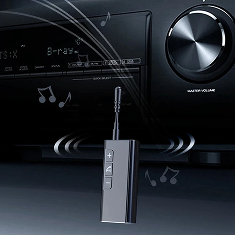 Penerima Bluetooth mobil tanpa kabel, konverter Audio adaptor panggilan bebas genggam dengan tampilan Digital kartu TF