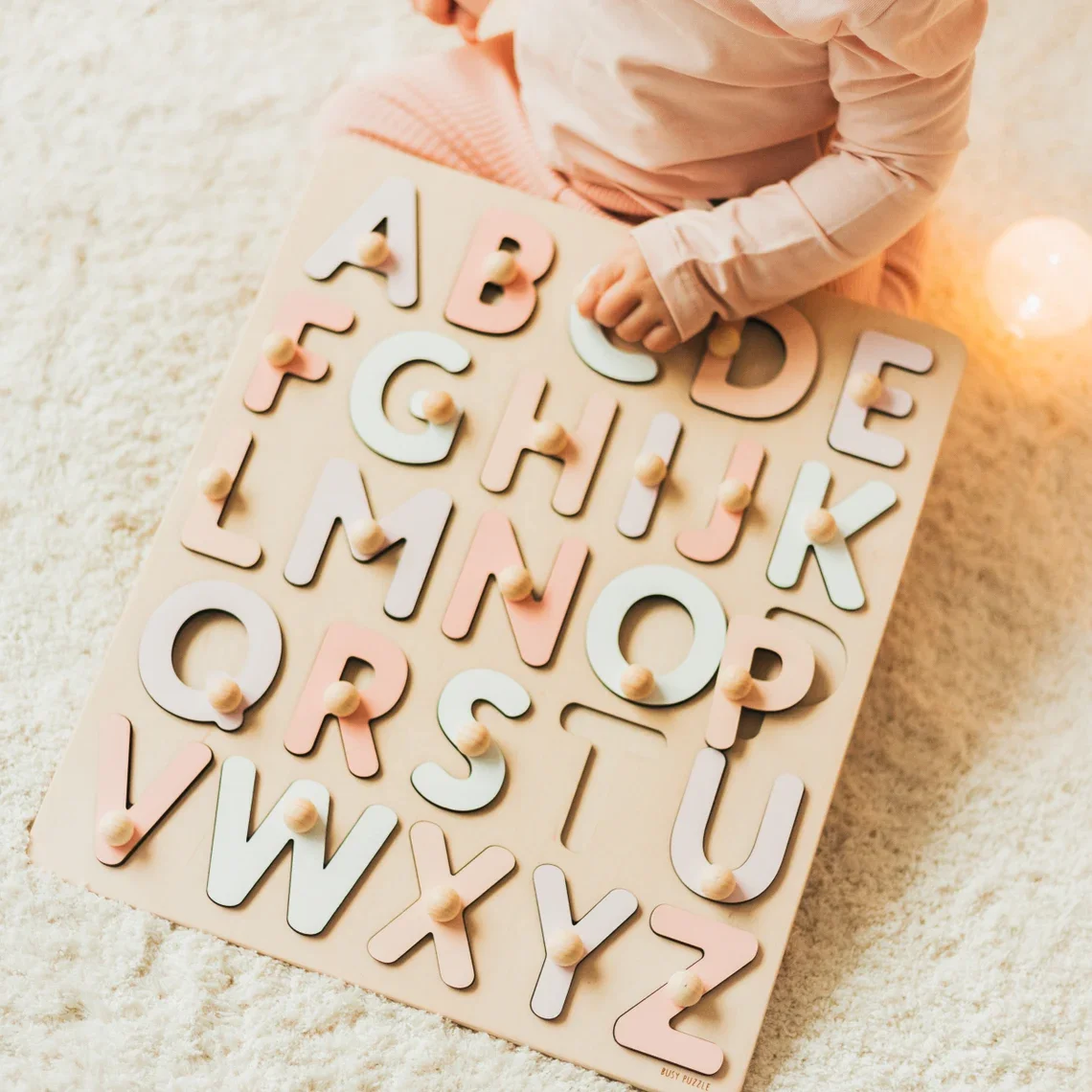 Pastel Wooden Alphabet Puzzle for Kids Easter Gifts Montessori Learning Puzzle Children’s Games First Birthday Gift