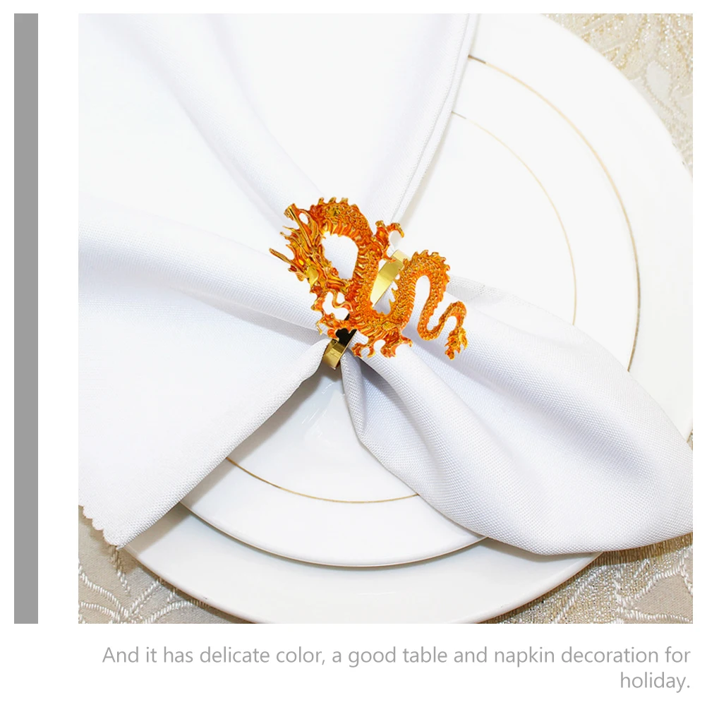 

2 Pcs Chinese Dragon Napkin Ring Buckles New Decorative Holders Spring Festival Rings for Tables Christmas Dining Banquet