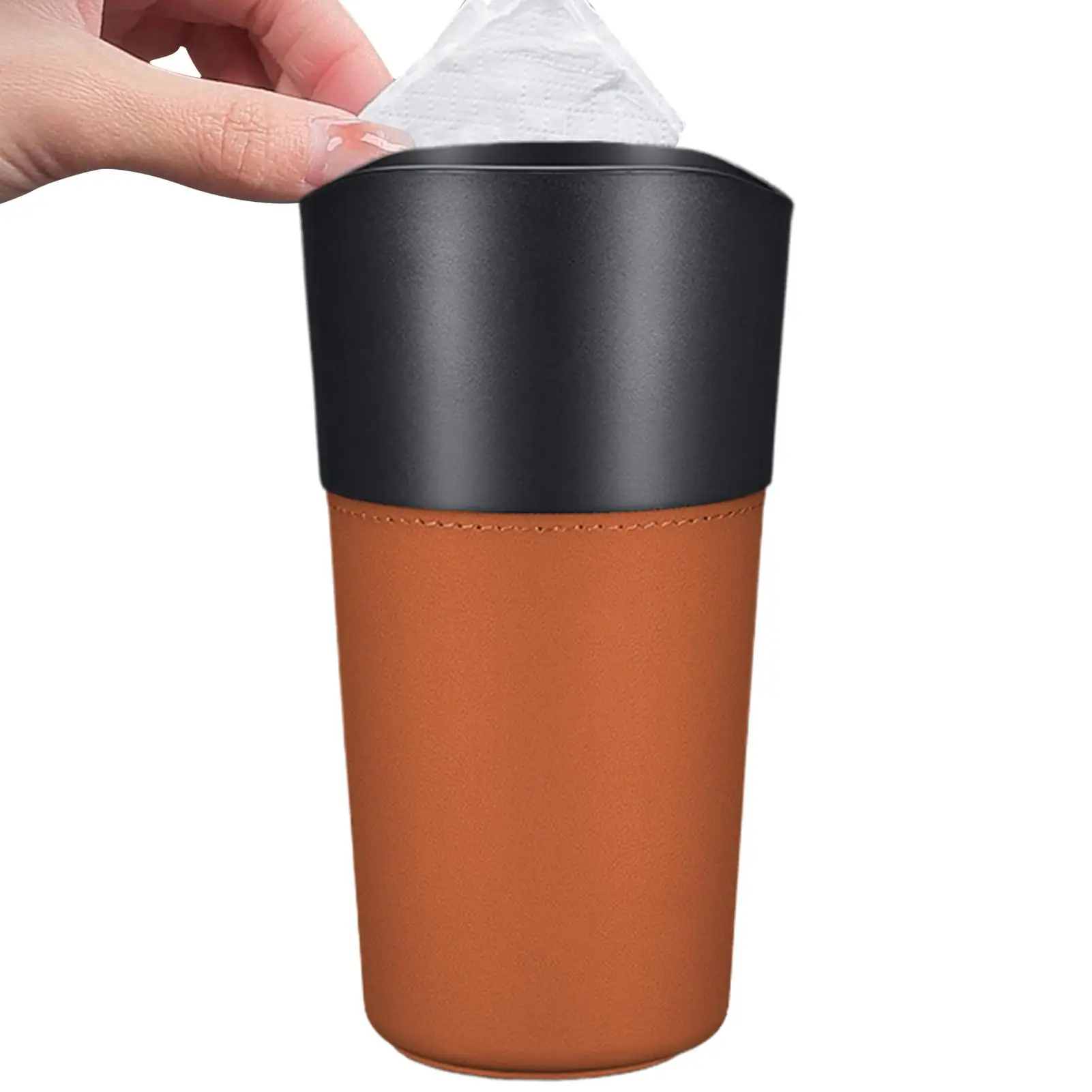

Car Garbage Bin Small Garbage Can Storage Bin Leather Dustbin Multipurpose Container Car Interior Accessories Storage Organizer
