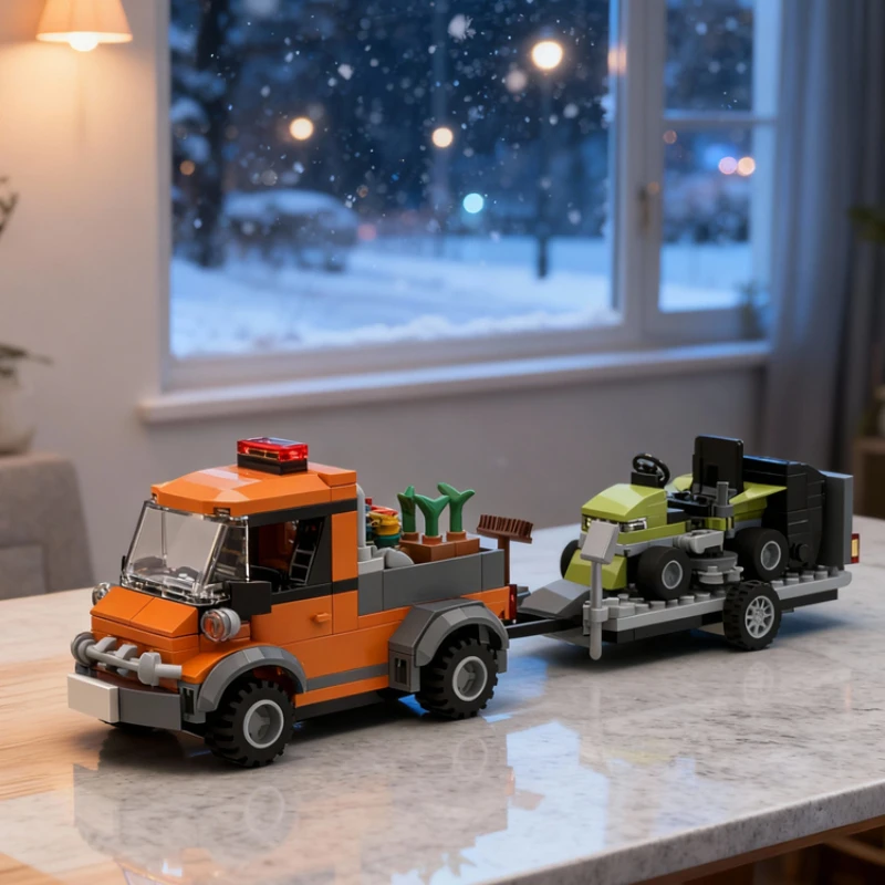 269pcs MOC Utility Pickup Lawn Mower City Traffic Model Building Blocks Room Accessories, Home Decor Desk Decor Gift For Adults