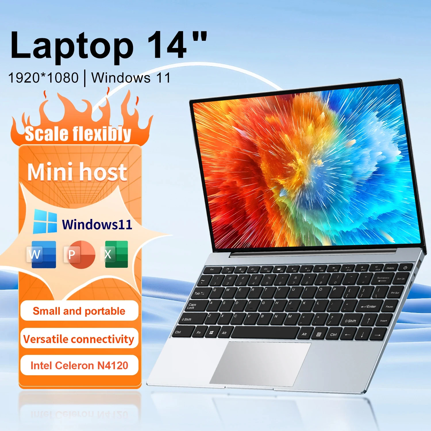 

TOPOSH Laptop 14" 1080P Screen Intel N4120 8G RAM 1TB SSD Office Study PC Computer Windows 11 Pro Quad Core Notebook 2.4/5G WIFI