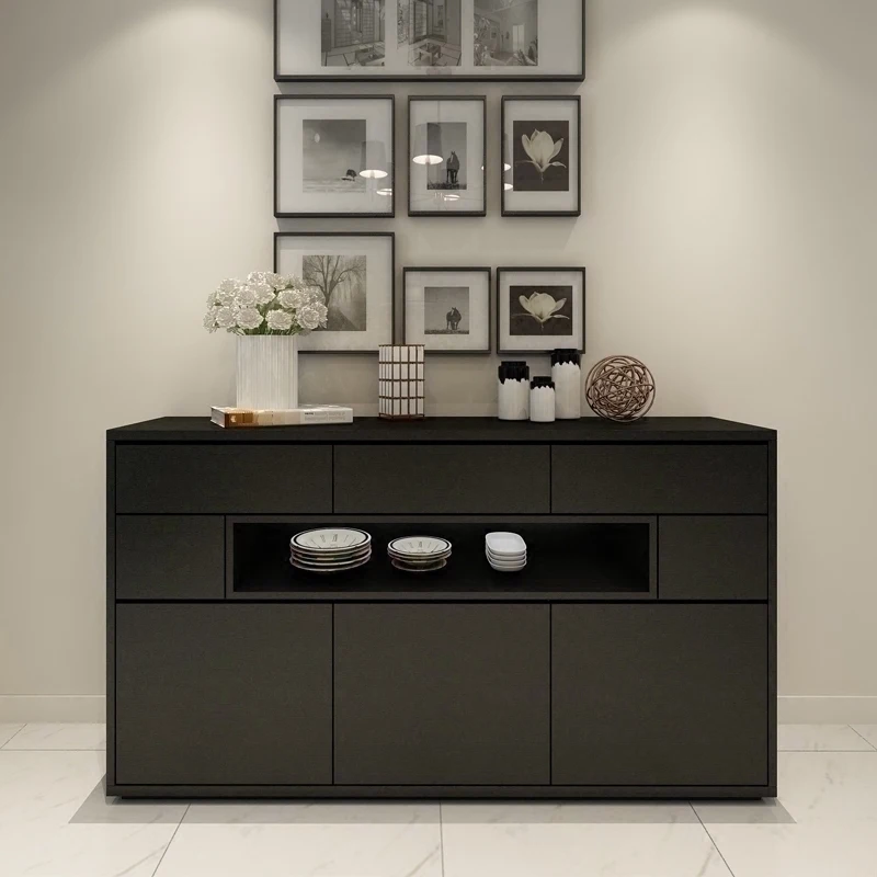 

Simple black side cabinet, living room side cabinet, dining room tea cabinet, kitchen cupboard, multi-functional locker