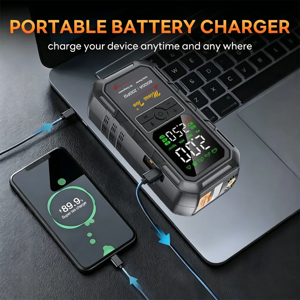 All Weather Resistant Car Jump Starter Universal  and Diesel Vehicles Roadside Rescue Tool