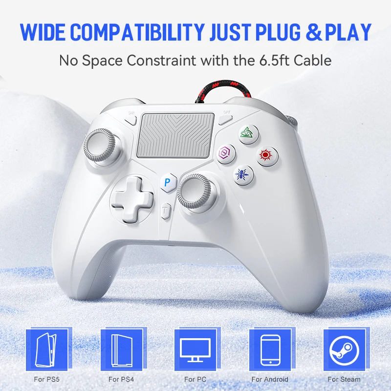 Wired Controller For PS5/4/PC Console Turbo Dual Vibration 2m Cable Gamepad No Delay Instant Connect Game Control Accessories