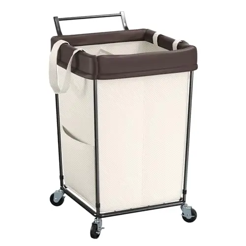 

Корзина для белья на колесиках с ручкой, 160 л, 2 секции, большая передвижная корзина-тележка для белья, корзина для одежды на колесах