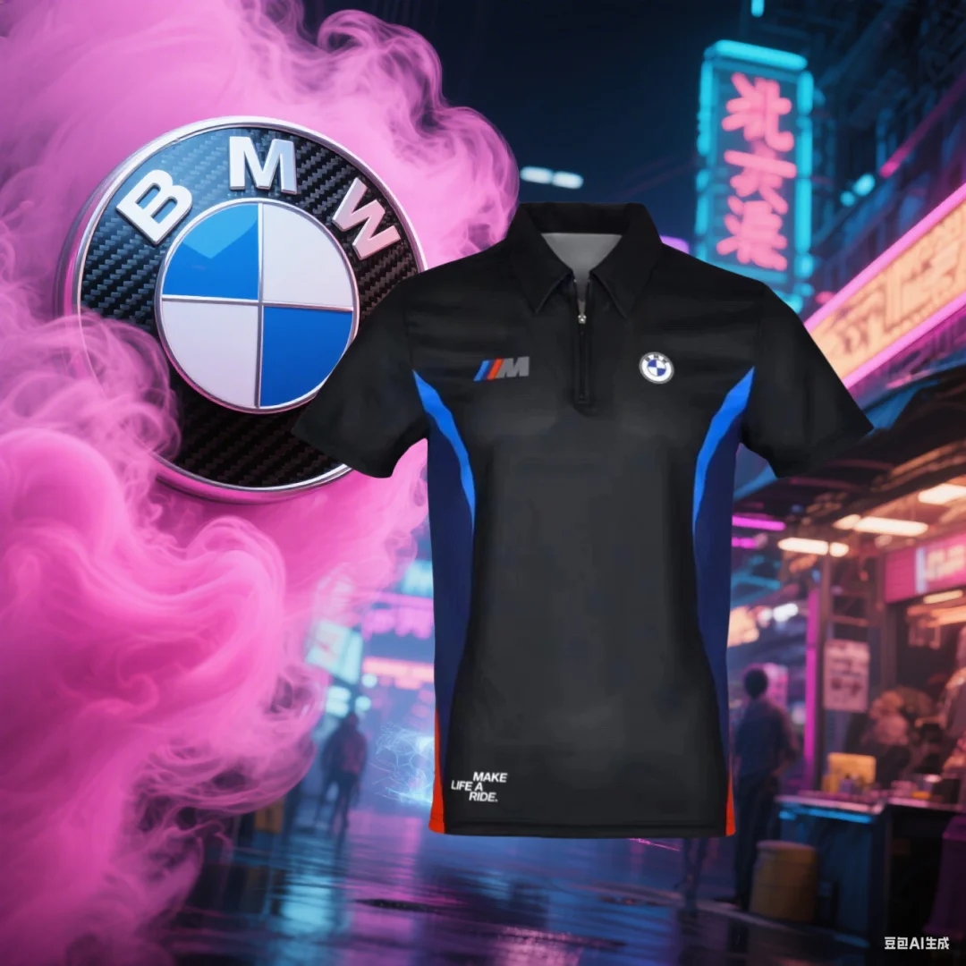

BMW Polo Shirt Summer BMW 3d Print Jersey Men's Long-sleeved Polo Shirt Sweat-absorbing Breathable Quick-drying Moto Polo Shirt