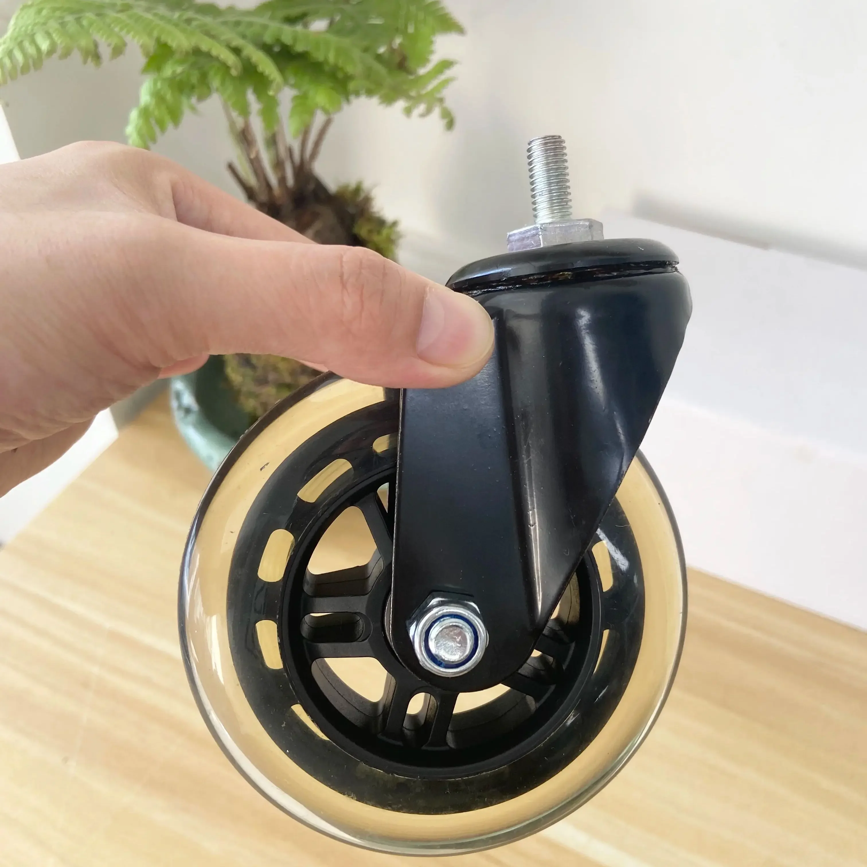 5Pcs 4 inch M8x17mm PU Caster Wheels - Silent & Smooth Gliding Furniture Casters