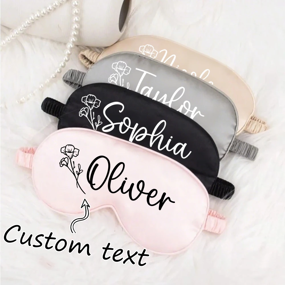Personalisierte Text-Augenmaske, Brautjungfern-Einladungsgeschenk, Schlafmaske aus Satin, einzigartiges Geschenk für Familie, Freunde, Liebhaber, individuelle Augenmaske