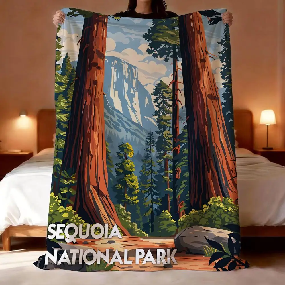 National Park Sequoia National Park Throw Short Plush Throw Blanket Soft Skin-Friendly Multi-Scene Home Office
