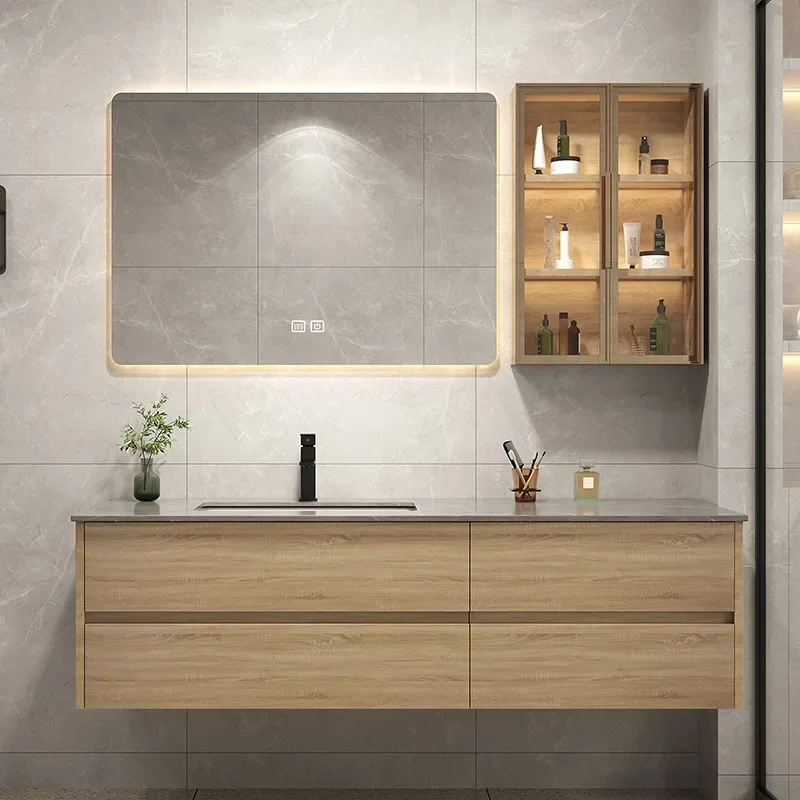 Bathroom furniture light extravagant rock board integrated basin bathroom cabinet combination of modern simple hand wash sink wa