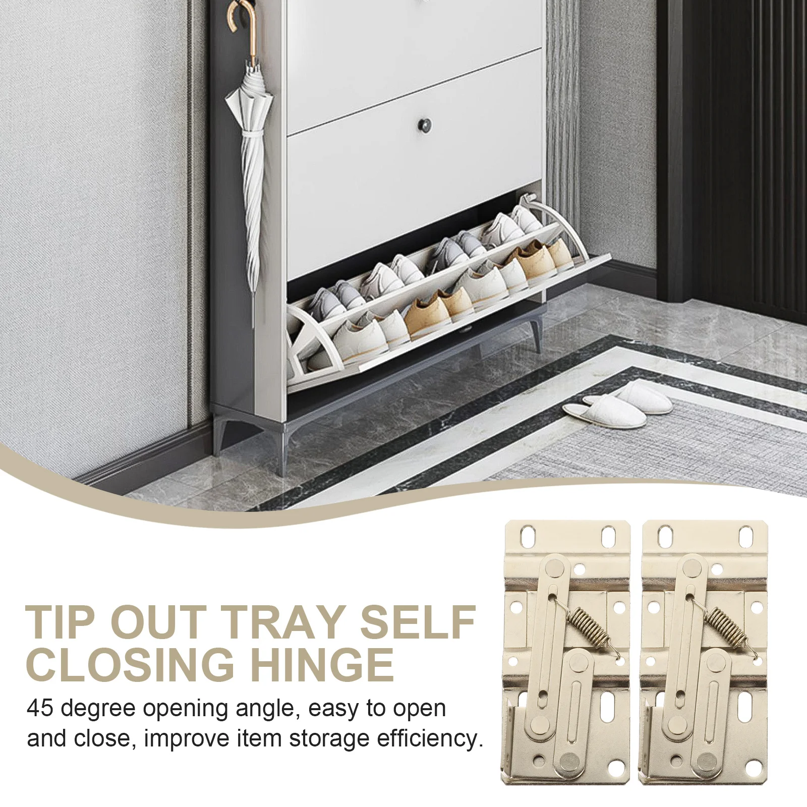 

2Pcs 45 Degree Rust Proof Pivot Hinges Iron Material Tip Out Tray Cabinet Door Hardware for Sink Base Tip Out Tray Hinges