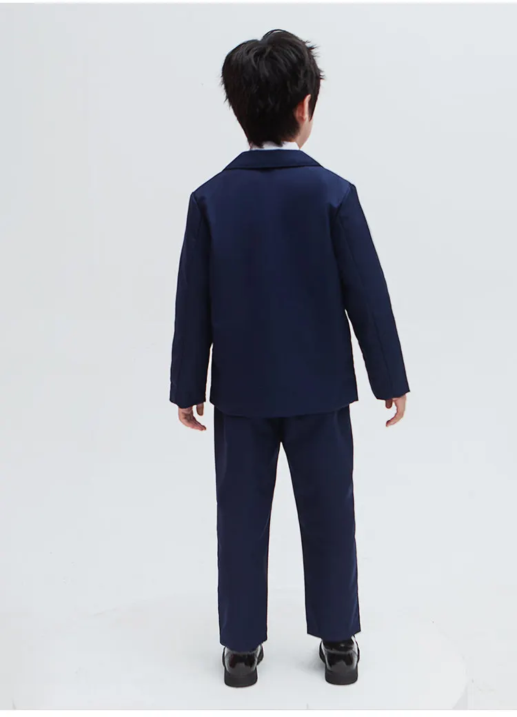 Formeller Blazer für Teenager-Jungen im England-Stil, Anzugjacke für Klavierauftritte, Schwarzer oder Marineblauer Smoking für Kinder – Detail 4