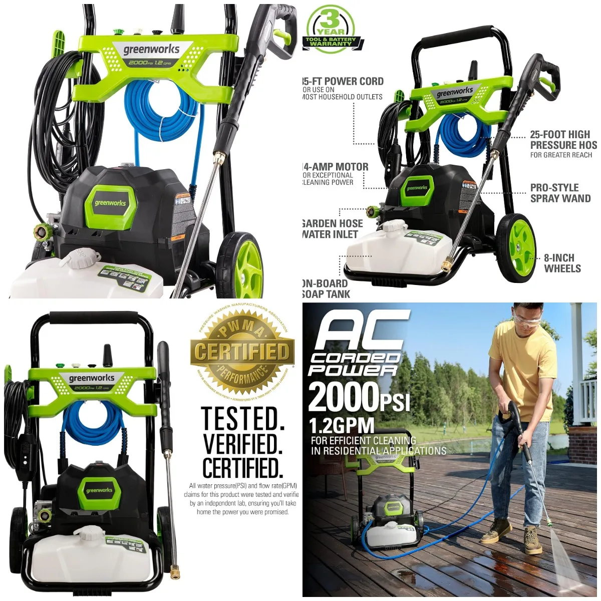 

Мойка высокого давления 2000 фунтов на квадратный дюйм, 1,2 галлонов в минуту (открытая рамка GPW2003) GPW2003