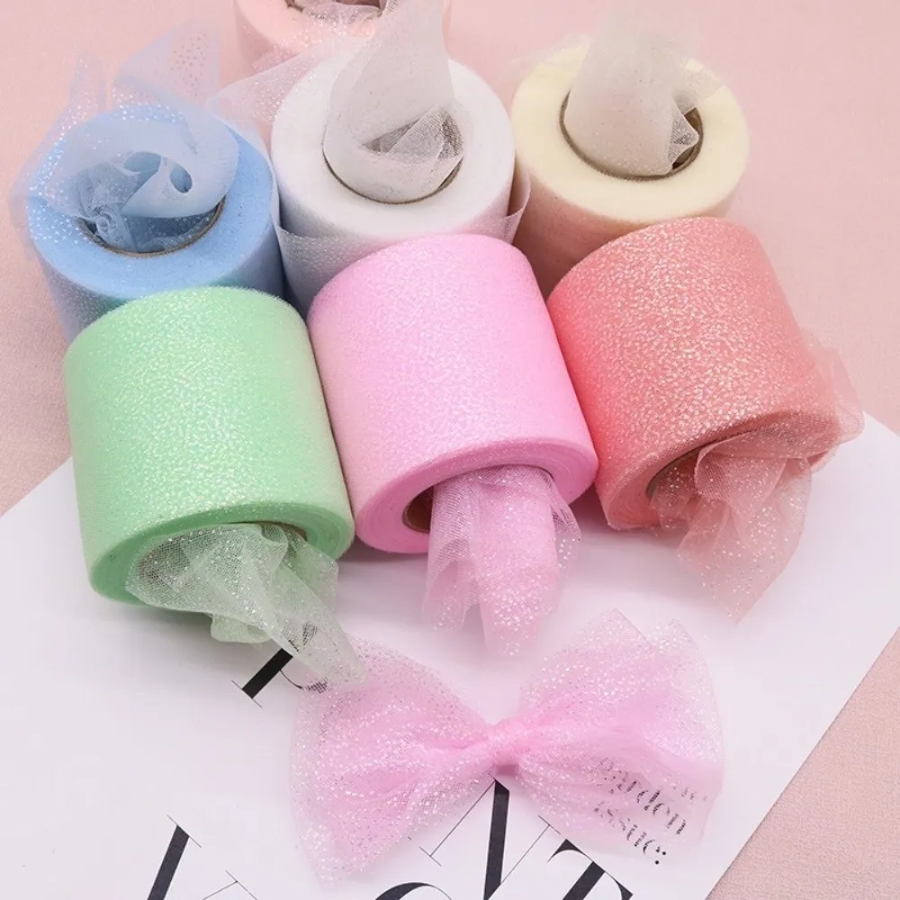 6CM 25Yards Crystal Sequin Ribbons Organza DIY Craft Glitter Dot Tulle Roll Wedding Birthday Decoration Gift Wrapping Bouquets view 2