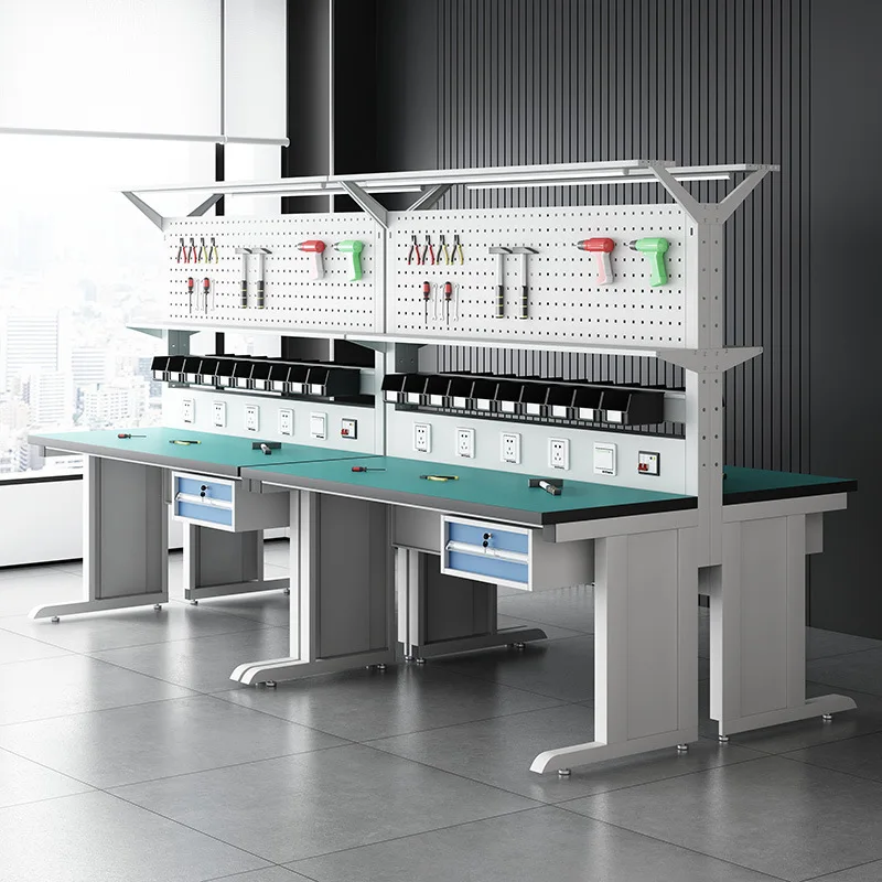 Heavy-duty anti-static fitter workbench Stainless steel thickened maintenance workshop assembly line operation table School