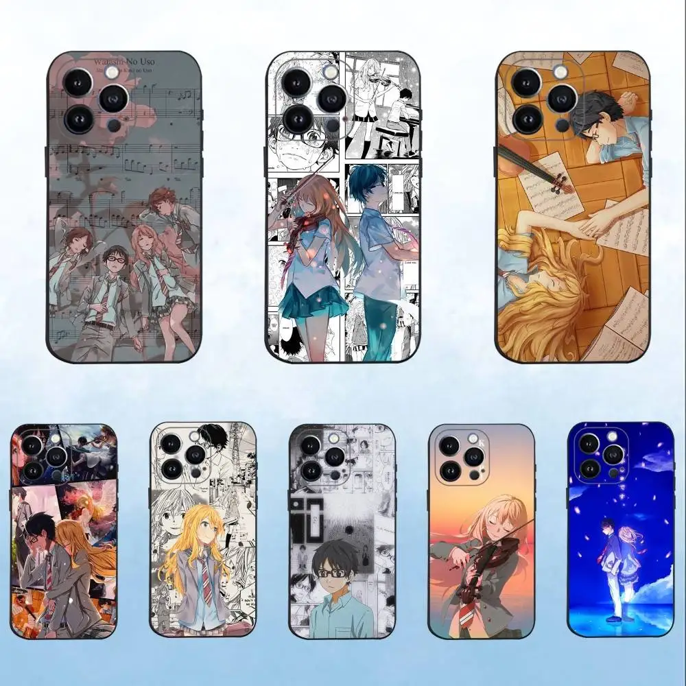 

Comic Your L-Lie in A-April Phone Case For iPhone 16,15,14,13,12,11 Plus,Pro Max,XS,X,XR,SE,Mini,8,7,Soft Silicone Black Cover