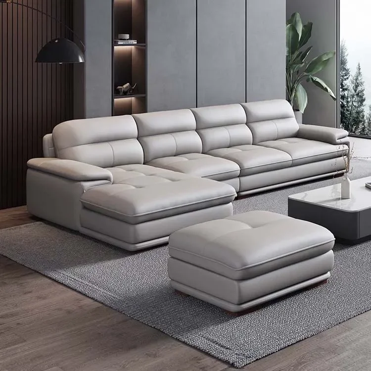 Home Furniture Living Room Sofa Furniture Leather Corner Sofa Set Living Room Modern Sectional Sofa Set With Ottoman