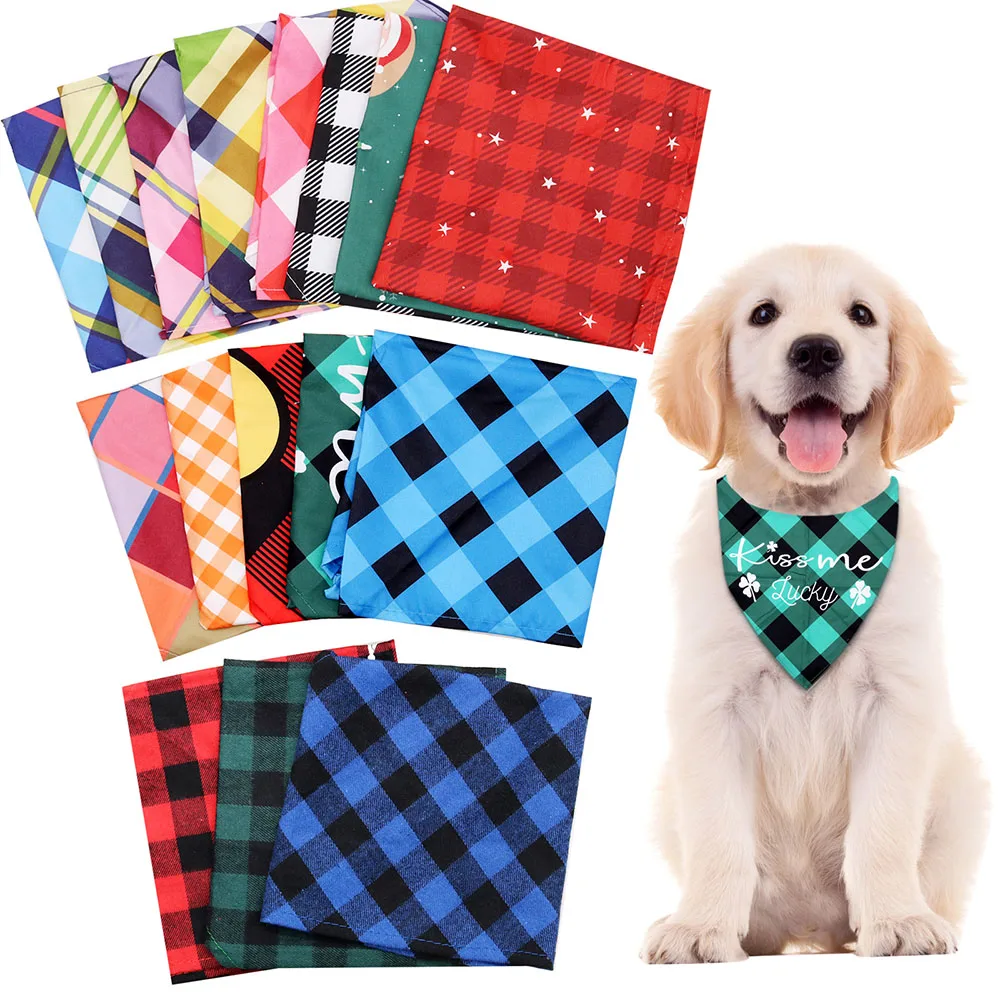 10/30/50PCS Party Dog Bandanas Winter Pet Dog Triangular Scarf Classical Plaid Scarf For Small Dogs Pet Dog Grooming Accessories