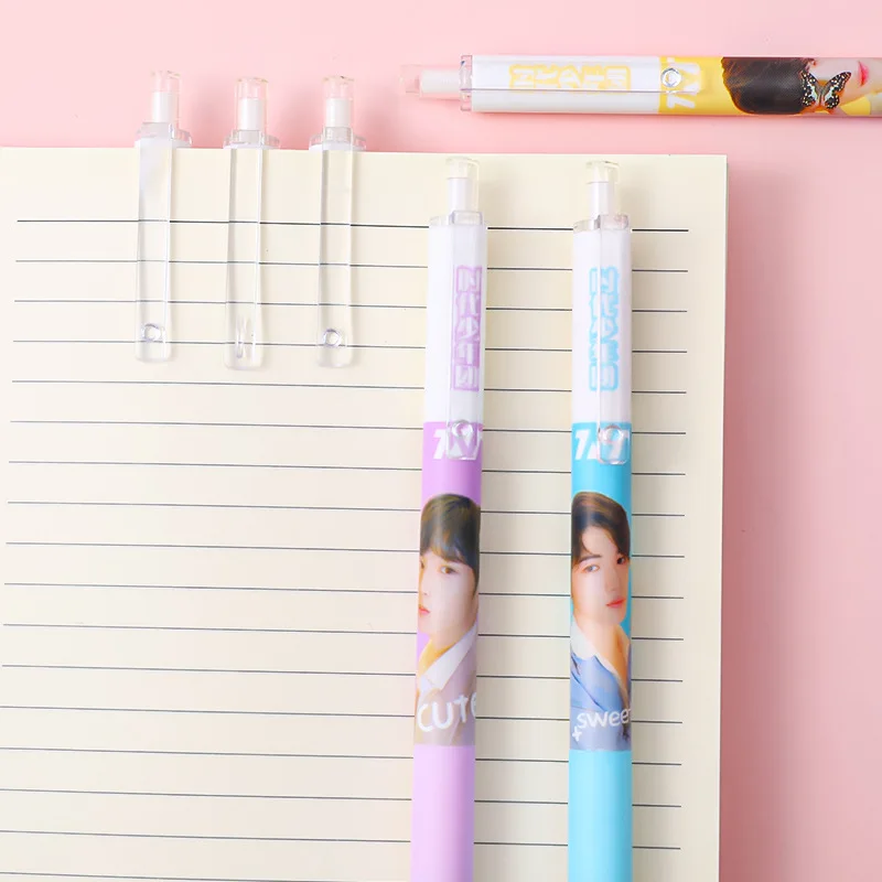 

12 шт. гелевая ручка для студентов, черная ручка для воды для обучения, офиса, экзамена, 0,5 мм, черные чернила, кавайные канцелярские принадлежности