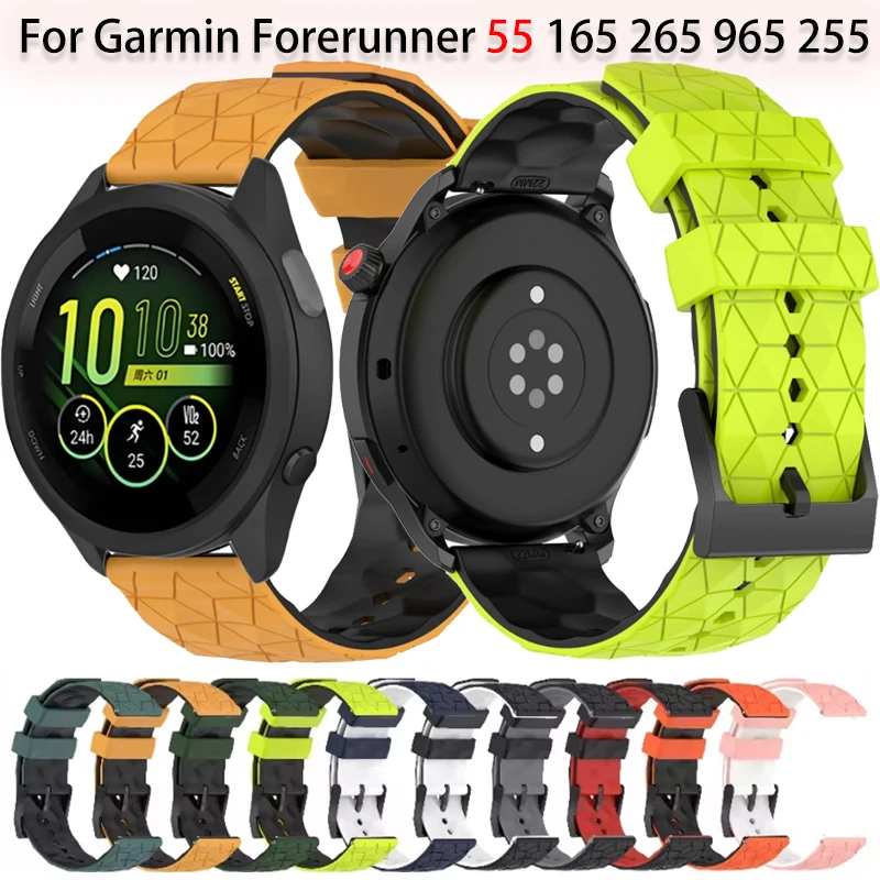 22mm 20mm Football Pattern Silicone Strap For Garmin Forerunner 55 165 265 965 255 Replacement Wristband Garmin Active 5 correa