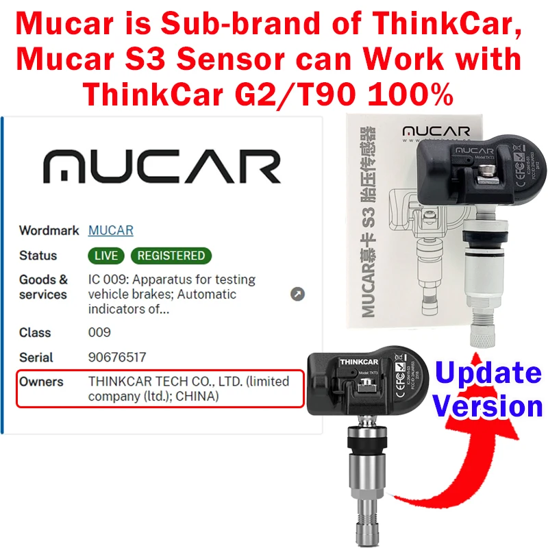 ThinkCar T90 with Mucar S3 Programmer 315MHz 433MHz 2in1 Car Tire Pressure Diagnosis Tool TPMS Sensor Service Tool