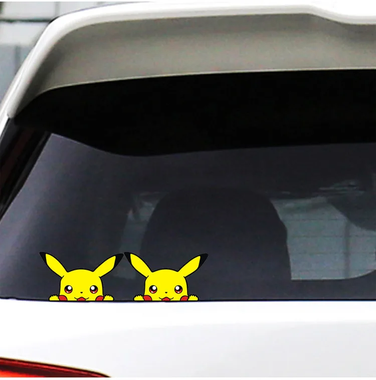 Pokemon Pikachu Cartoon Cute Car Stickers Cartoon Characters Refrigerator Suitcase Computer Kawaii Decoration Sticker 1Pair Pack