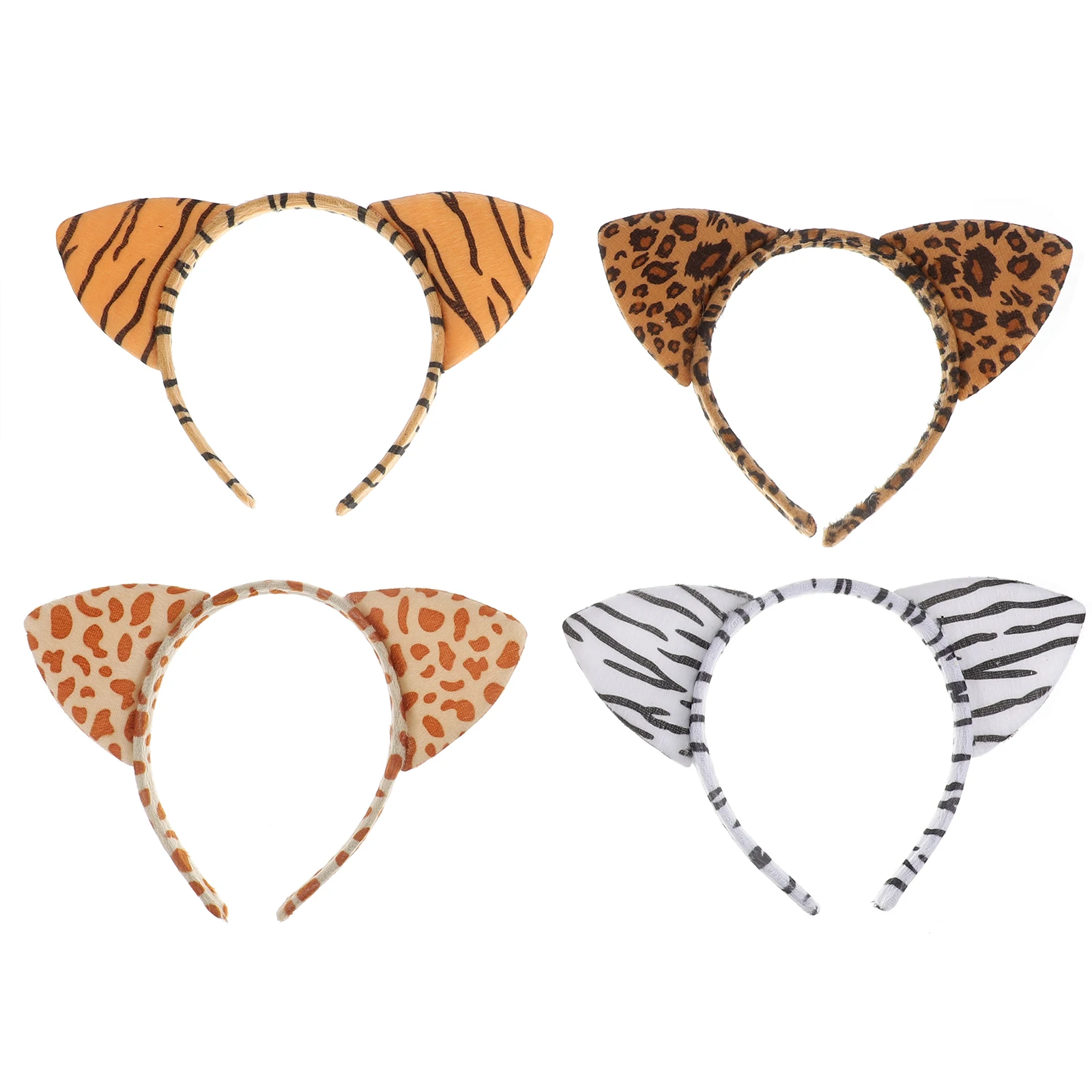 

4pcs Animal Ear Headb Hoop Kids Apparel Leopard Print Party Hair Accessories Fashion Chic Style Girls Wear